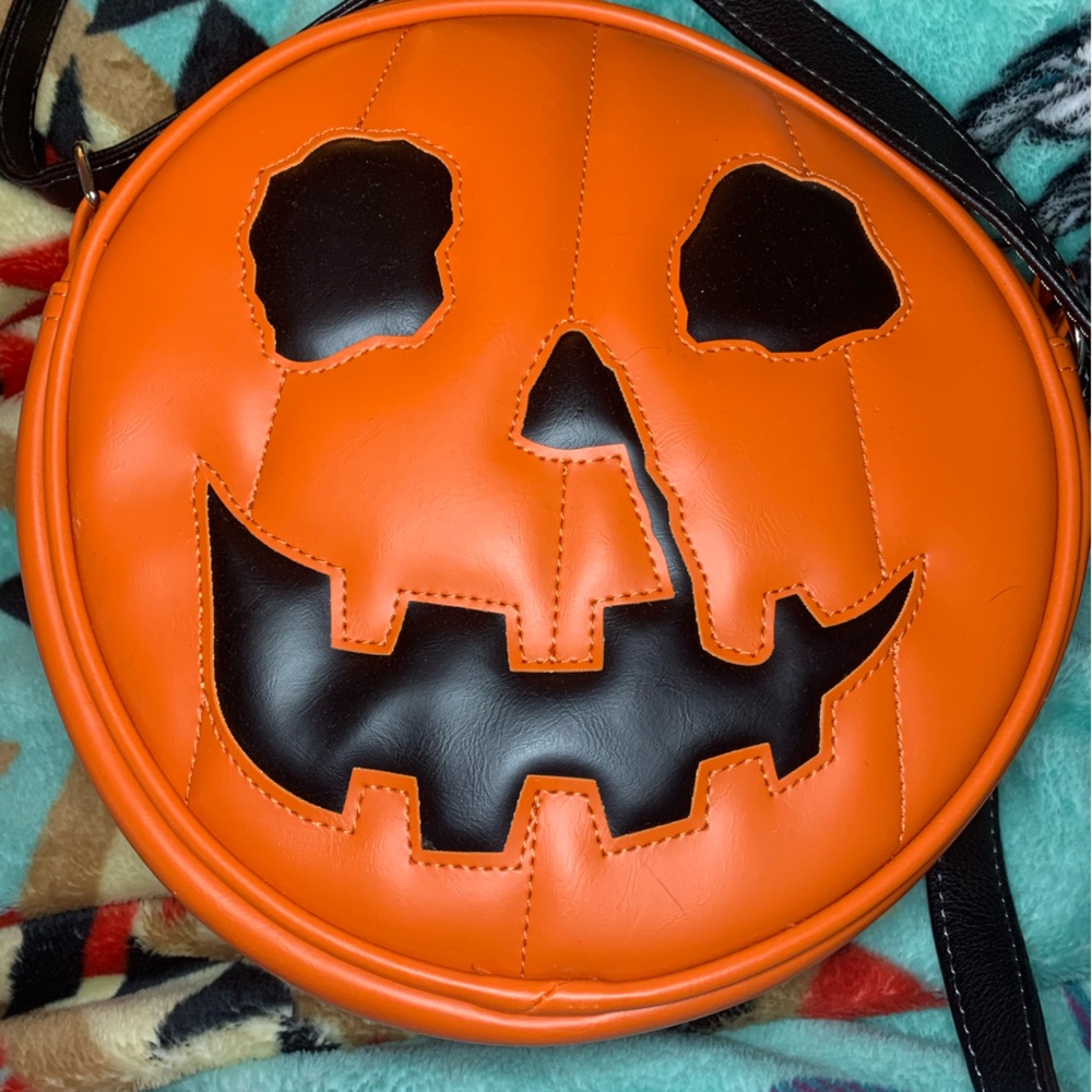 Love Pain and Stitches -Halloween movie inspired Bag - Orange and Black